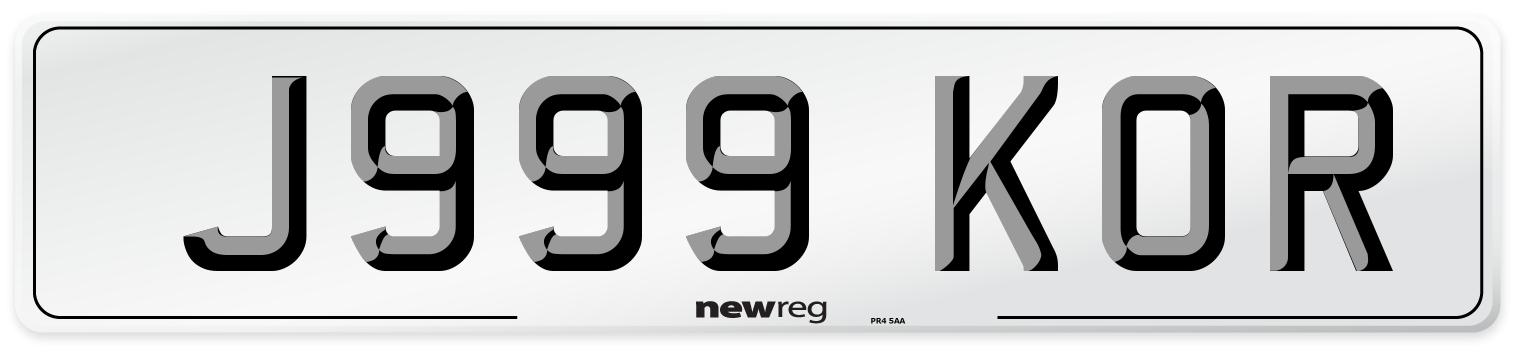 J999 KOR Number Plate from New Reg